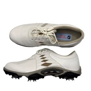 FootJoy Summer Series Leather Low Top White and Taupe Golf Shoes - 6.5